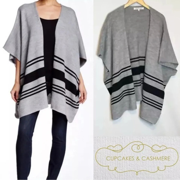 Cupcakes and Cashmere | Toro Kimono Oversized Wool Blend Stripe Open - Picture 1 of 6